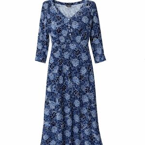 Eddie Bauer Navy Floral Long Sleeve Dress